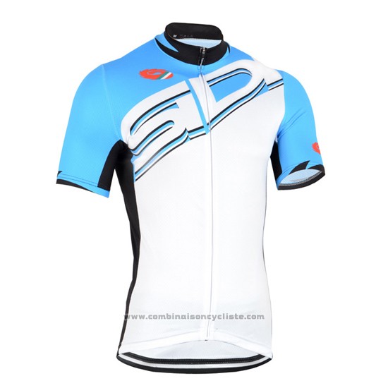 2015 Maillot Cyclisme Castelli SIDI Azur et Blanc Manches Courtes et Cuissard